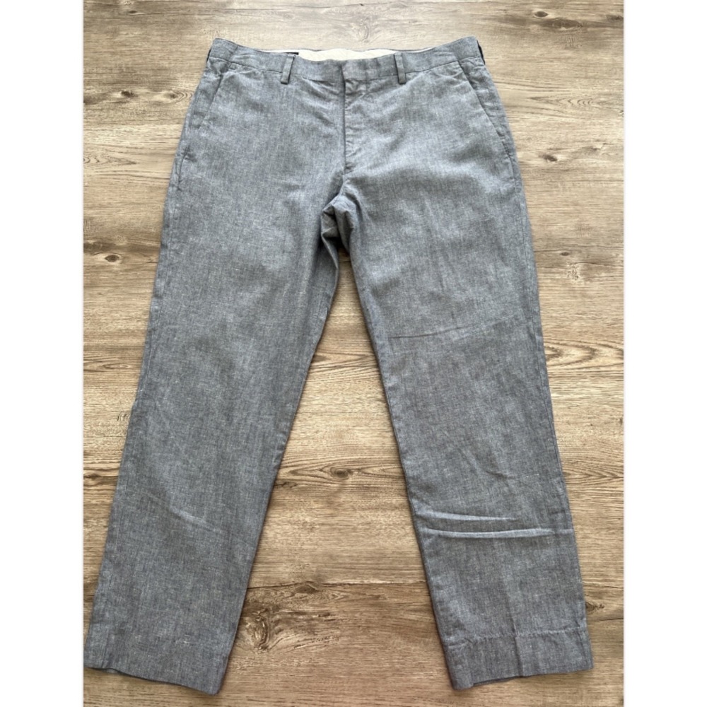 J Crew Ludlow Linen Cotton Suit Pant Mens Actual 31x26 Gray Blue Somelos Slim